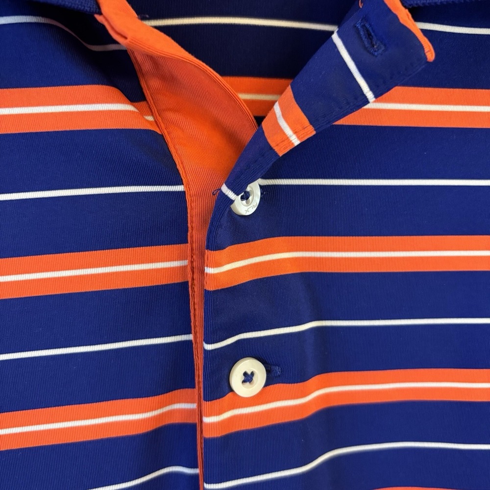RLX Ralph Lauren Shirt Mens Large Blue OrangeStripe Performance Polo Golf Casual - Picture 3 of 13